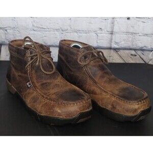 Justin Boots Cappie Chukka Men’s 9 M Work Shoes Brown Moc Leather Lace Up